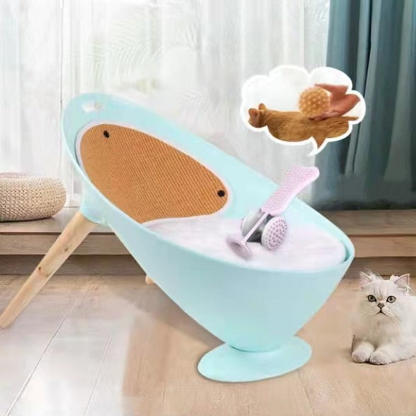 Multifunctional Cat Chair with Scratching Pad and Cushion