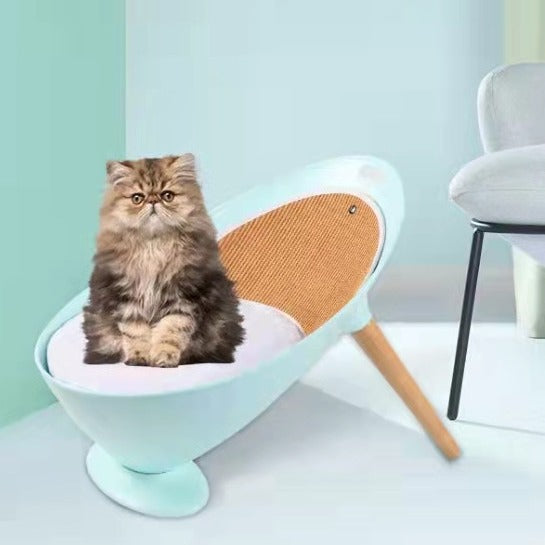 Multifunctional Cat Chair with Scratching Pad and Cushion