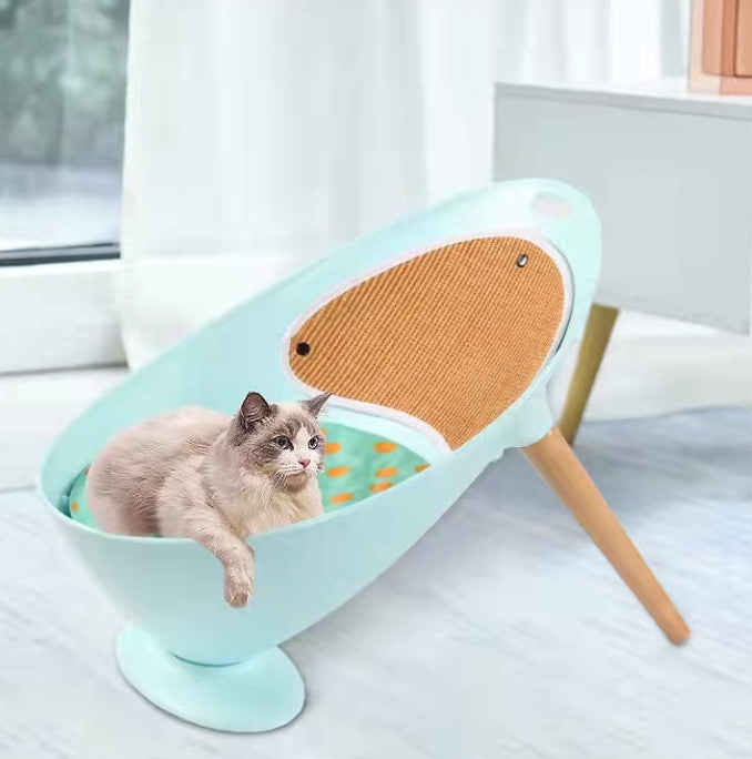 Multifunctional Cat Chair with Scratching Pad and Cushion